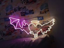 Load image into Gallery viewer, Angel demon heart neon sign, Neon sign angel demon wings, Angel and demon neon light, Angel and demon wings neon sign, angel devil heartwing
