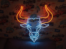 Load image into Gallery viewer, Bull head neon sign, longhorn bull neon sign, cow head neon sign
