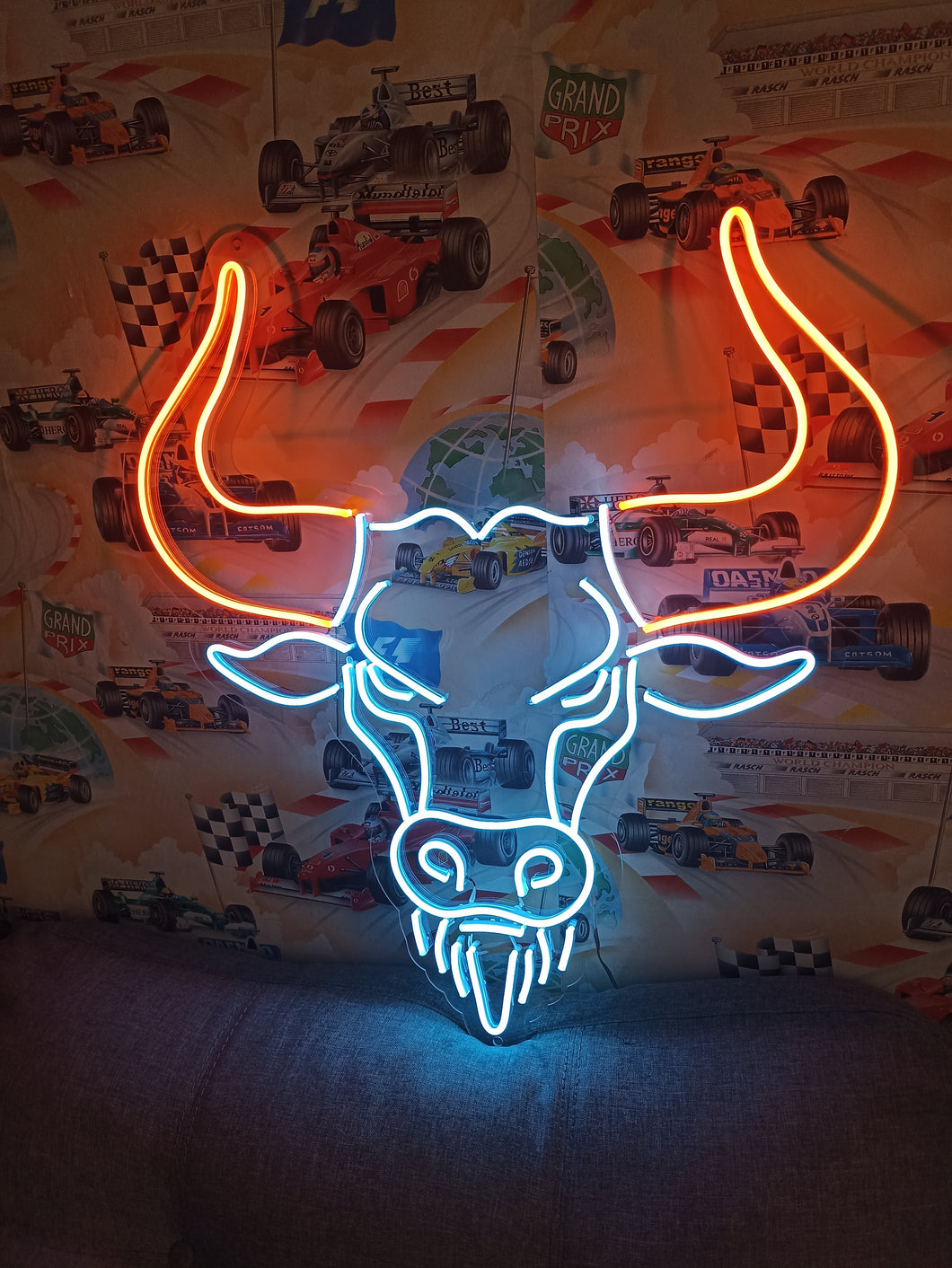 Bull head neon sign, longhorn bull neon sign, cow head neon sign