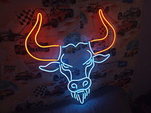 Load image into Gallery viewer, Bull head neon sign, longhorn bull neon sign, cow head neon sign
