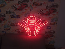 Load image into Gallery viewer, Cowboy Hat Neon Sign, Cowboy Led Neon Sign, Western Light Up, Gun Cowboy Neon Lights,Gaming Room Decor
