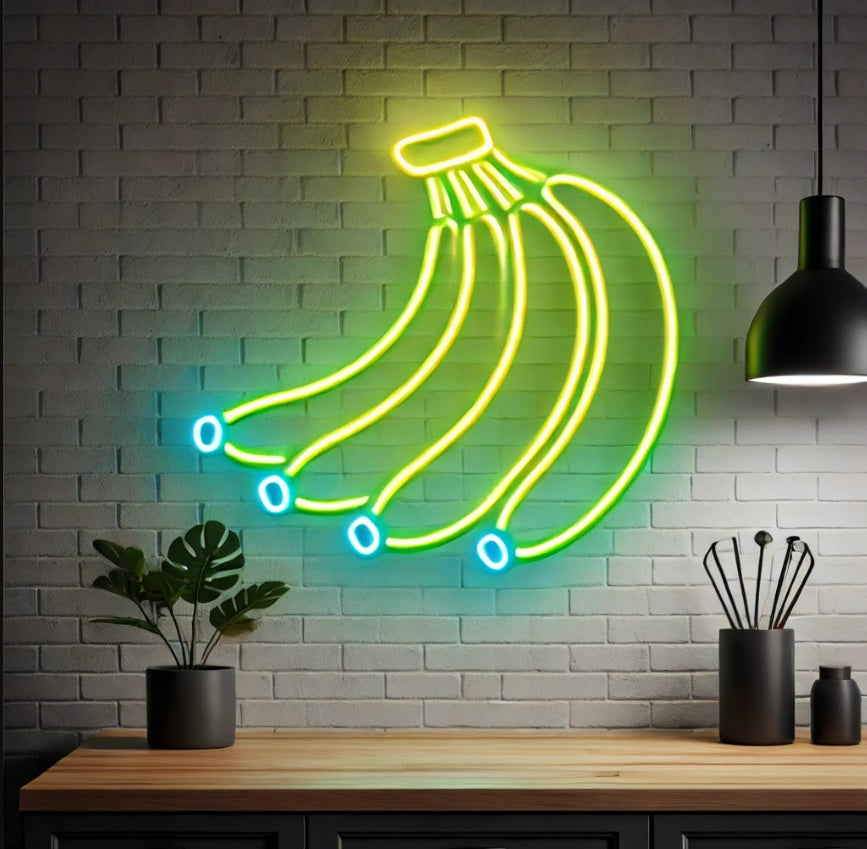 Banana Neon Sign, Banana LED Neon Sign, half peeled banana led neon li ...