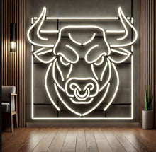 Load image into Gallery viewer, Bull head neon sign, longhorn bull neon sign, cow head neon sign
