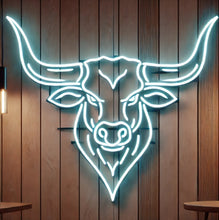 Load image into Gallery viewer, Bull head neon sign, longhorn bull neon sign, cow head neon sign
