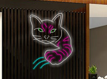 Load image into Gallery viewer, Neon cat sign, Cat-shaped neon sign, Cat neon light, Neon cat wall decor, Kitty neon sign, Neon sign with cat, Cat lover neon sign
