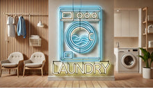 Load image into Gallery viewer, Laundry neon sign, Washing Machine neon sign, laundromat neon sign
