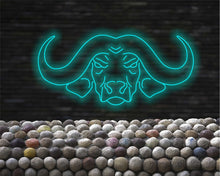 Load image into Gallery viewer, Buffalo bull neon sign, rodeo neon sign, cow neon sign, buffalo led light, Cattle neon decor, Bison neon sign, ox neon sign, Wild ox sign
