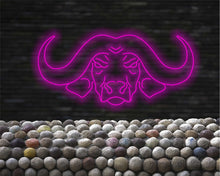 Load image into Gallery viewer, Buffalo bull neon sign, rodeo neon sign, cow neon sign, buffalo led light, Cattle neon decor, Bison neon sign, ox neon sign, Wild ox sign
