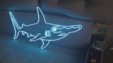 Load and play video in Gallery viewer, Shark hammer neon sign, shark hammer neon sign, neon hammerhead sign, hammerhead neon light, neon shark sign, hammerhead shark neon
