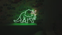 Load and play video in Gallery viewer, Dinosaur triceratops neon sign, Dinosaur neon sign, animal neon sign
