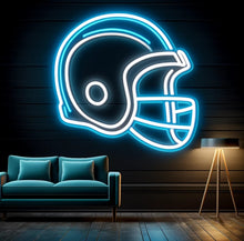 Load image into Gallery viewer, Football Helmet Neon Sign, American football neon sign, Sports bar football helmet sign, Football fan neon, Custom football helmet neon
