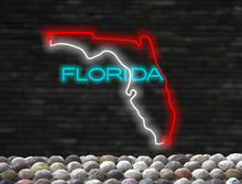 Load image into Gallery viewer, Florida state Neon Sign, US map neon sign, Florida map neon sign, Neon Florida State Map neon sign, neon sign of the U.S. state
