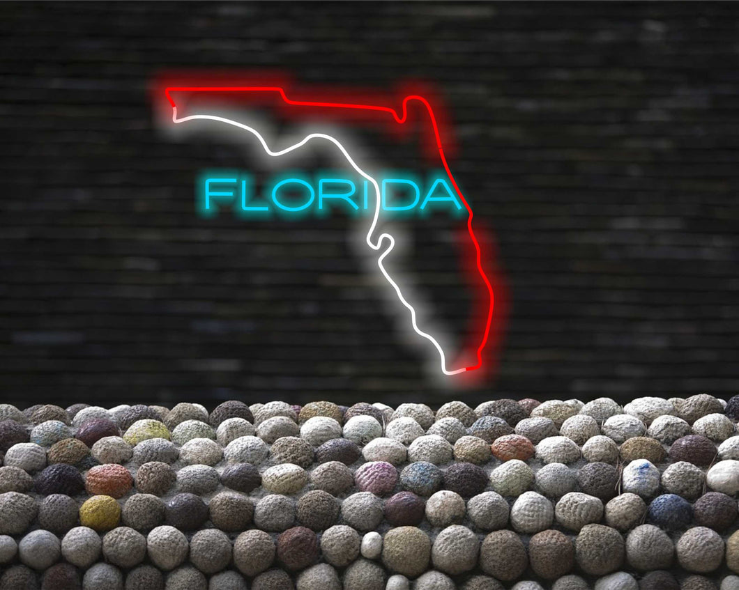 Florida state Neon Sign, US map neon sign, Florida map neon sign, Neon Florida State Map neon sign, neon sign of the U.S. state