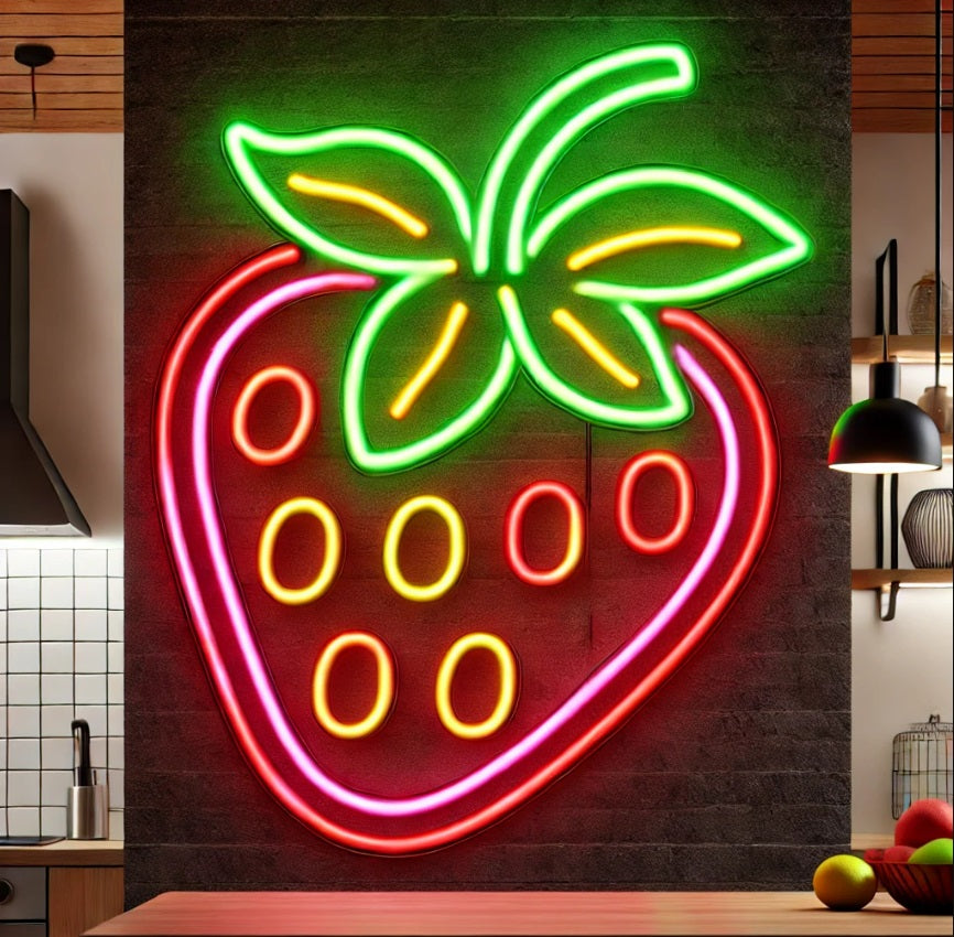 Strawberry Neon Sign, Fresh strawberry Neon Sign