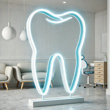 Load image into Gallery viewer, Tooth neon sign, dentist office neon sign, dental clinic neon sign, orthodontist neon sign, teeth whitening neon sign, smile neon sign, open dentist neon sign, tooth LED sign
