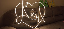 Load image into Gallery viewer, Custom heart initials wedding neon sign - LED neon sign, wedding neon sign
