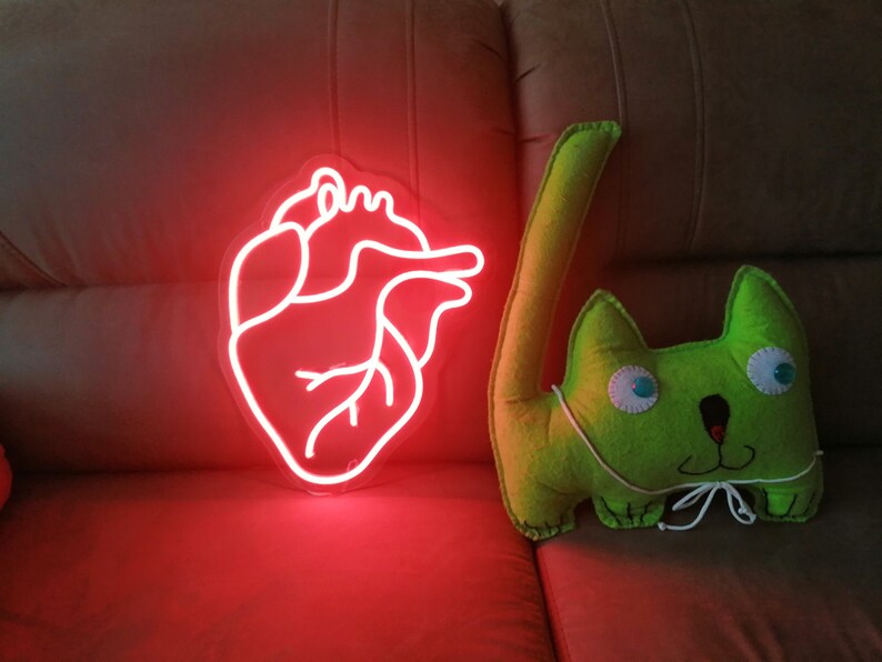 Neon sign led neon heart, Human heart neon sign, neon sign for home decor neonartUA
