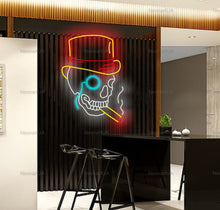 Load image into Gallery viewer, Skull Neon Sign, Skeleton Neon sign, Skull and Crossbones Neon sign, Pirate Skull Neon sign, Death&#39;s Head Neon sign
